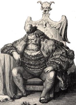 Dore engraving of a hulking seated ogre.