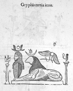 Engraving of a griffin, eagle head and wings on a lion's body, from Aldrovandi (1642).